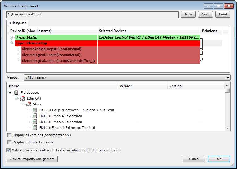 Dialog Wildcard-Auswahl‘