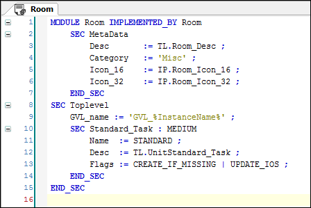 Deklaration des Moduls Room