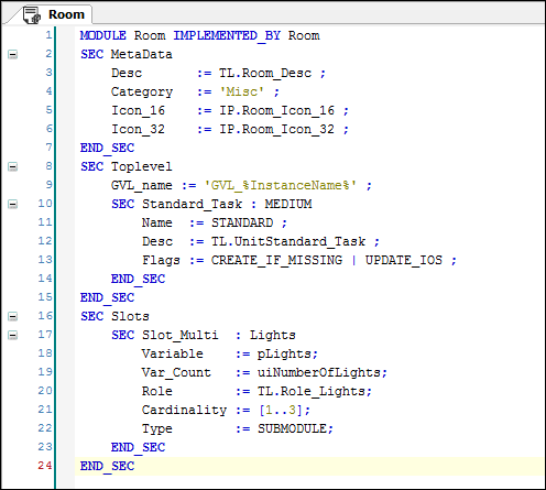 Definition der Sektion Slots