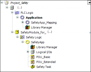 Beispiel eines Projektbaums mit Standard- und Sicherheitsapplikation