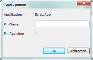 Dialog ‚Projekt pinnen‘
