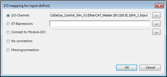 Dialog for I/O mapping