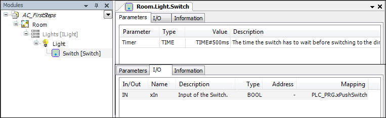 Settings of the "Switch" module