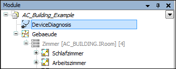 Device diagnosis module in the module tree