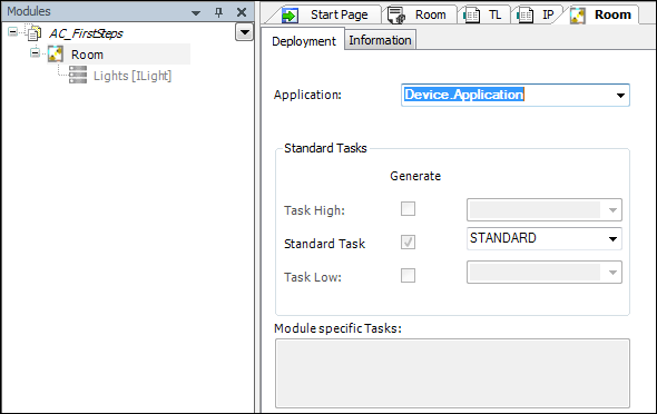 Settings of the "Room" module