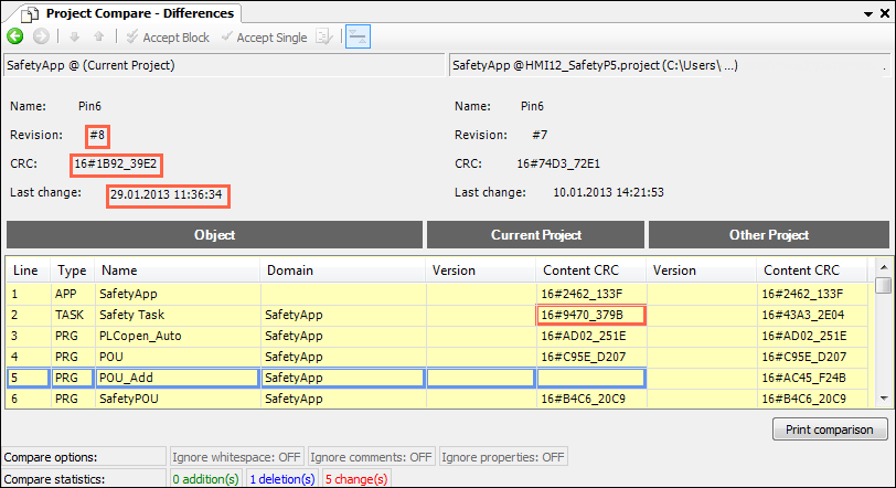 Name of the safety application object