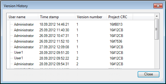Dialog: Version History