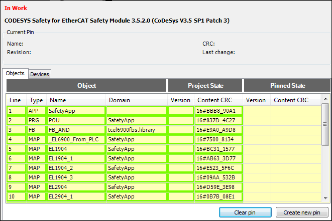 Comparison view of a safety application which has not yet been pinned