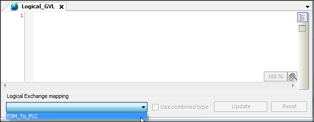 Editor of the logical exchange GVL with opened list box
