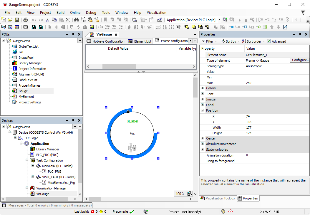 VisGauge visualización utilizada como elemento