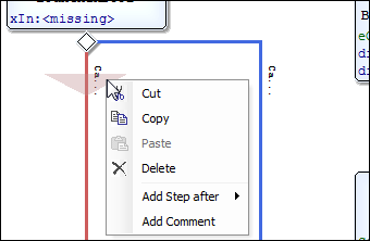Menu contextuel d'une branche