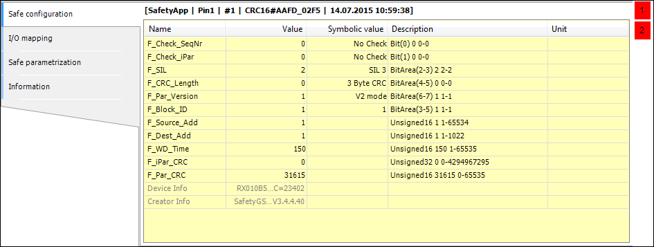 Scheda Configurazione sicura dell'editor di dispositivi di un I/O logico