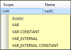 例: スコープのリストボックス VarB1 変数