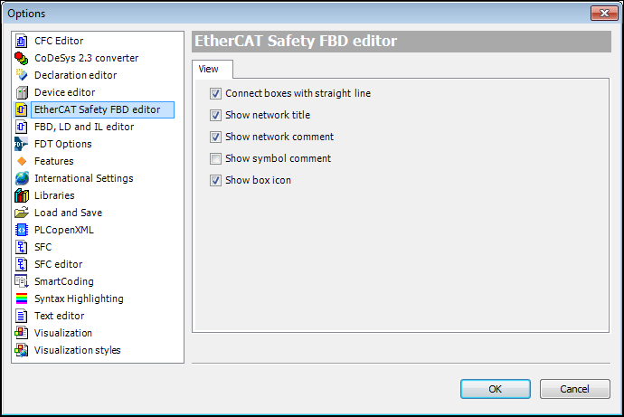 ダイアログ： EtherCAT Safety FBDオプション